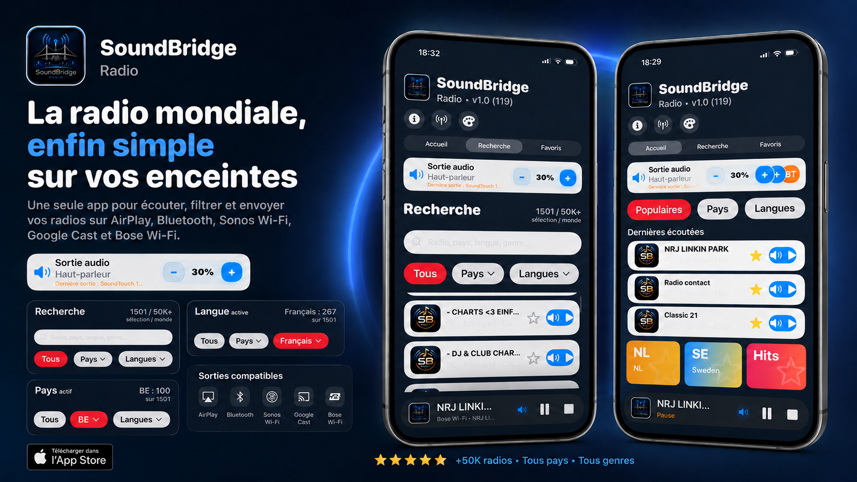 Application radio internet iPhone SoundBridge Radio